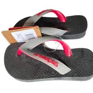 Havaianas Children’s Black and Grey Flip Flop Sandals Kids Size 7/8C